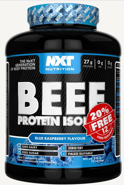 NXT Nutrition Beef Protein Isolate 1.8kg + 20% Extra Free (selected flavours)