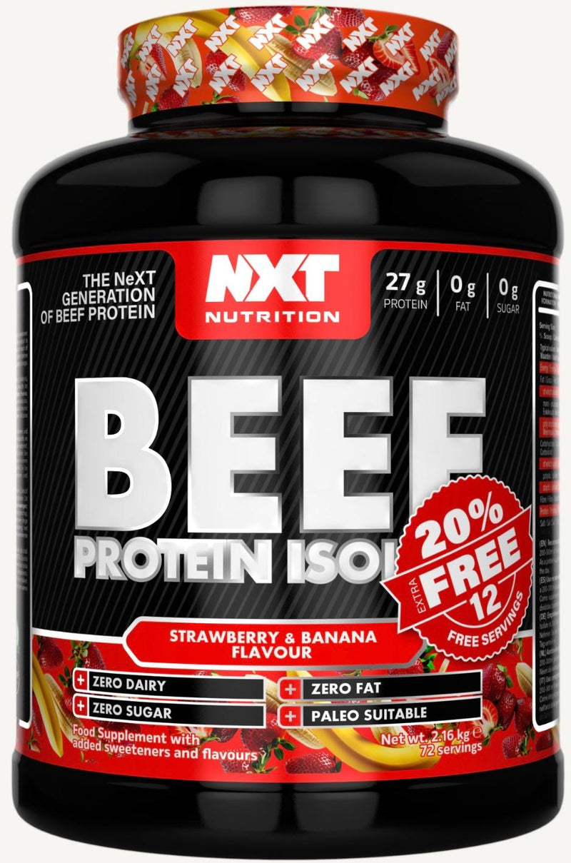 NXT Nutrition Beef Protein Isolate 1.8kg + 20% Extra Free (selected flavours)