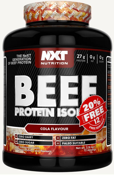 NXT Nutrition Beef Protein Isolate 1.8kg + 20% Extra Free (selected flavours)