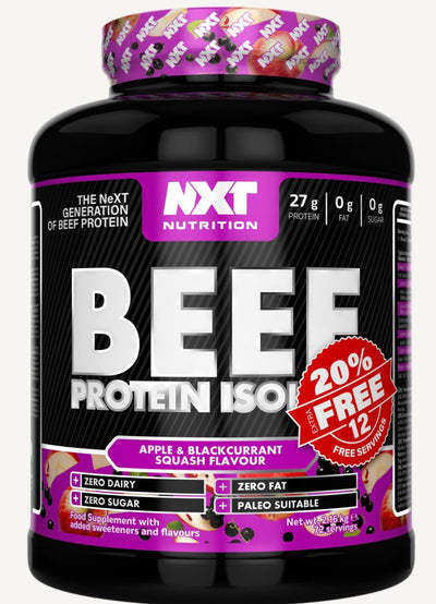 NXT Nutrition Beef Protein Isolate 1.8kg + 20% Extra Free (selected flavours)