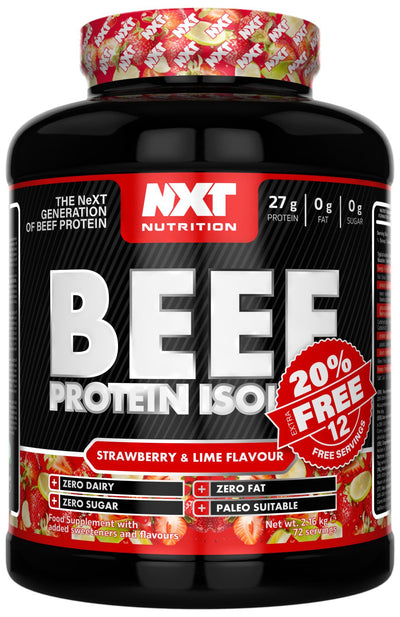 NXT Nutrition Beef Protein Isolate 1.8kg + 20% Extra Free (selected flavours)