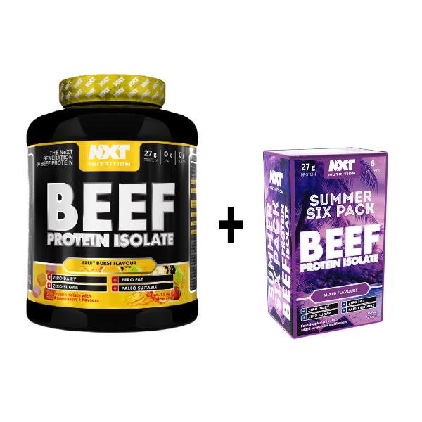 NXT Nutrition Beef Protein Isolate 1.8kg 60 servings + FREE Summer Six Pack Sachets