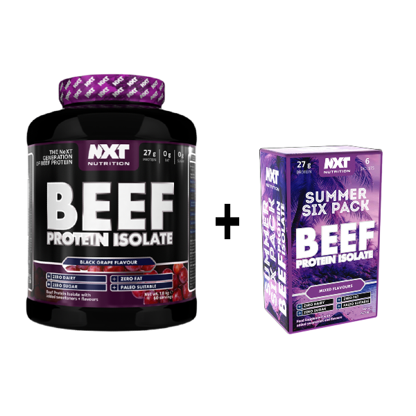 NXT Nutrition Beef Protein Isolate 1.8kg 60 servings + FREE Summer Six Pack Sachets
