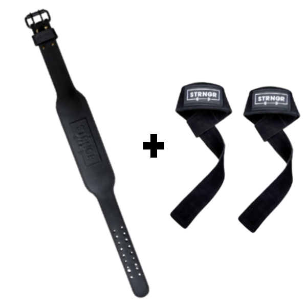 Brace &amp; Grip Bundle (Belt + FREE Lifting Straps)