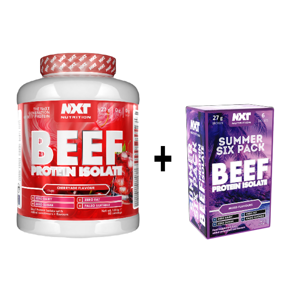 NXT Nutrition Beef Protein Isolate 1.8kg 60 servings + FREE Summer Six Pack Sachets