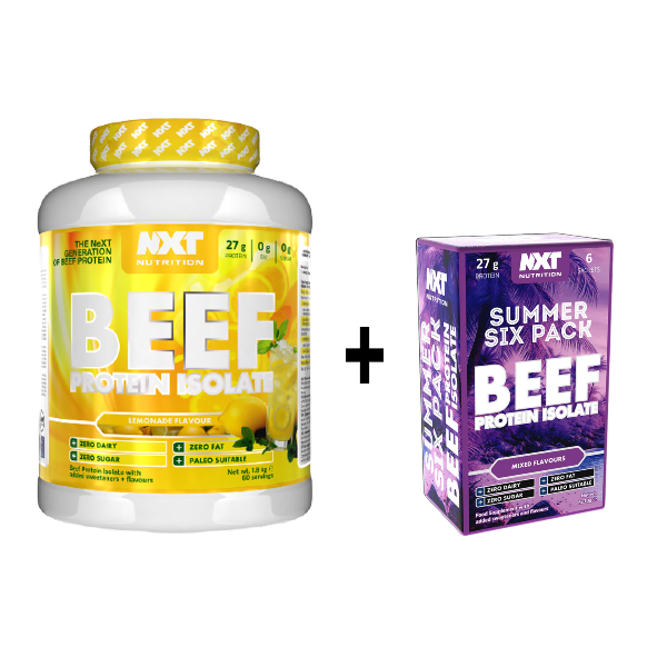 NXT Nutrition Beef Protein Isolate 1.8kg 60 servings + FREE Summer Six Pack Sachets