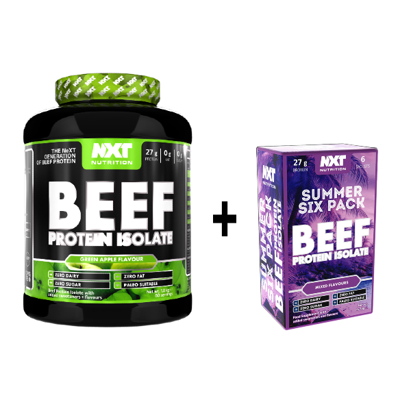 NXT Nutrition Beef Protein Isolate 1.8kg 60 servings + FREE Summer Six Pack Sachets