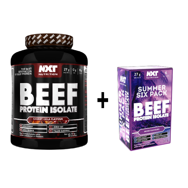 NXT Nutrition Beef Protein Isolate 1.8kg 60 servings + FREE Summer Six Pack Sachets