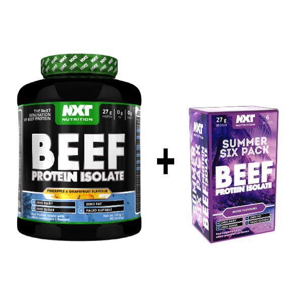 NXT Nutrition Beef Protein Isolate 1.8kg 60 servings + FREE Summer Six Pack Sachets