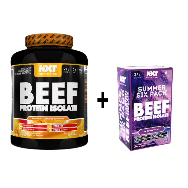 NXT Nutrition Beef Protein Isolate 1.8kg 60 servings + FREE Summer Six Pack Sachets