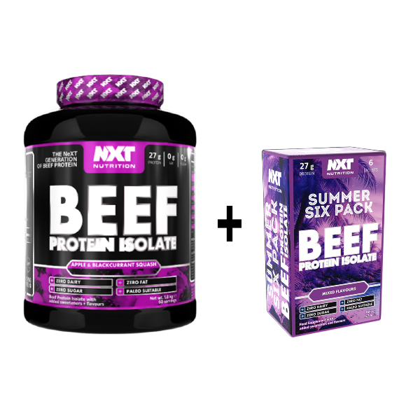 NXT Nutrition Beef Protein Isolate 1.8kg 60 servings + FREE Summer Six Pack Sachets