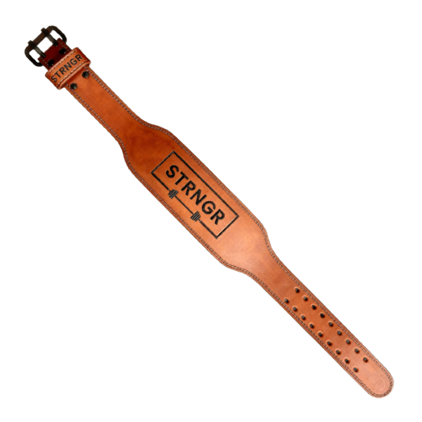 STRNGR Weightlifting Belt - Saddle Brown (Black Stitching)