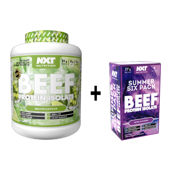 NXT Nutrition Beef Protein Isolate 1.8kg 60 servings + FREE Summer Six Pack Sachets