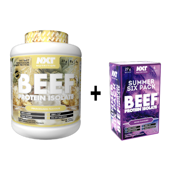 NXT Nutrition Beef Protein Isolate 1.8kg 60 servings + FREE Summer Six Pack Sachets