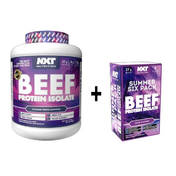 NXT Nutrition Beef Protein Isolate 1.8kg 60 servings + FREE Summer Six Pack Sachets