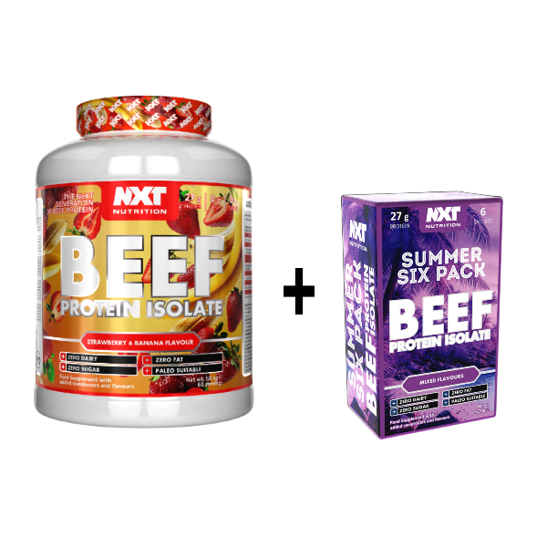 NXT Nutrition Beef Protein Isolate 1.8kg 60 servings + FREE Summer Six Pack Sachets
