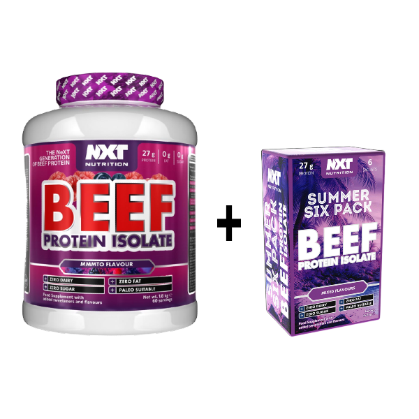 NXT Nutrition Beef Protein Isolate 1.8kg 60 servings + FREE Summer Six Pack Sachets