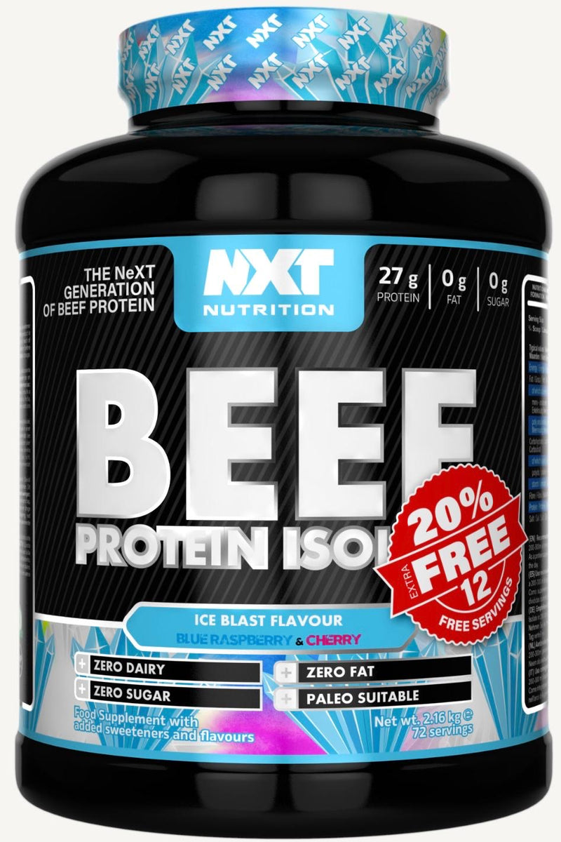 NXT Nutrition Beef Protein Isolate 1.8kg + 20% Extra Free (selected flavours)