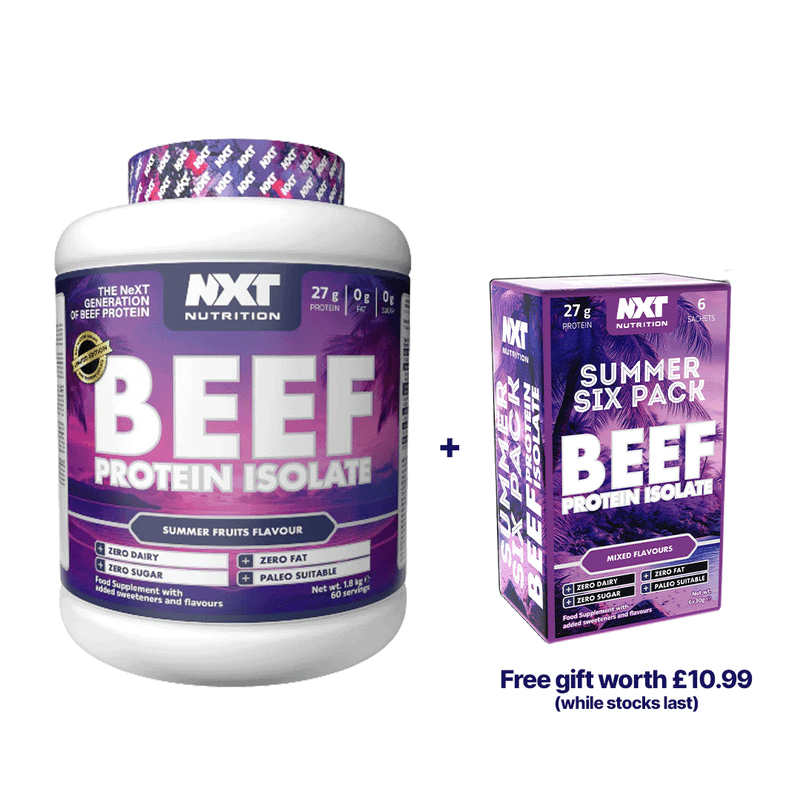 NXT Nutrition Beef Protein Isolate 1.8kg 60 servings + FREE Summer Six Pack Sachets