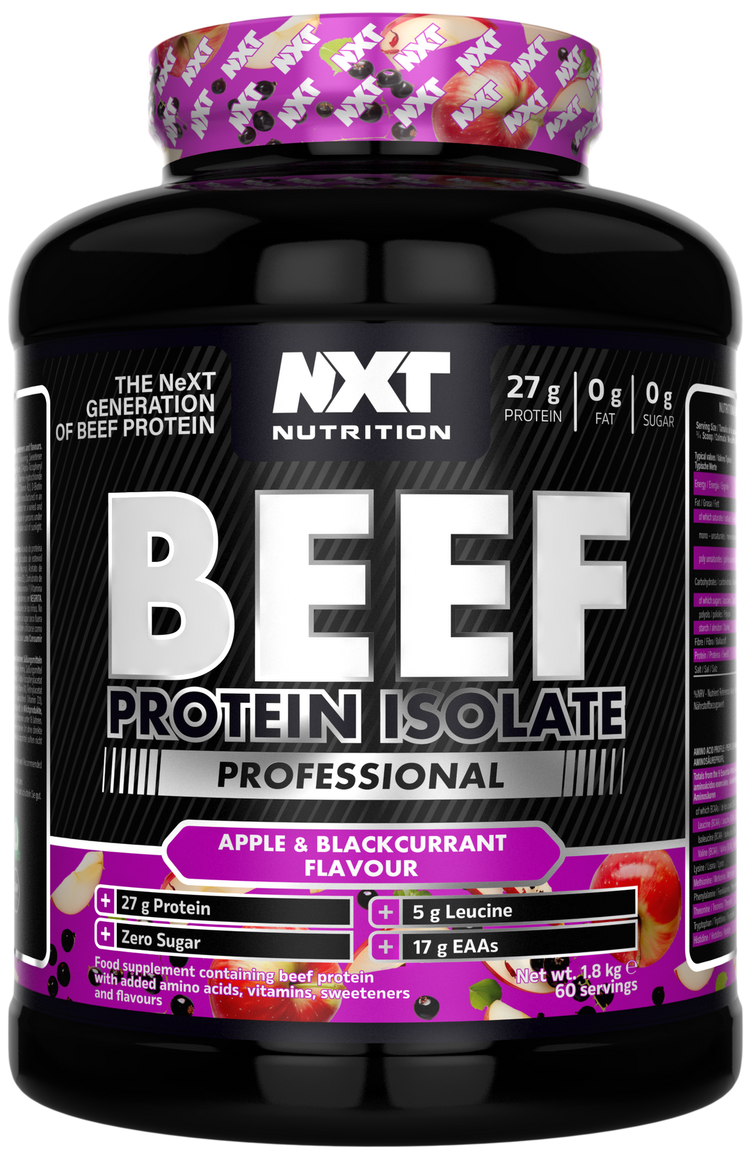NXT Nutrition Beef Protein Isolate Professional 1.8kg - Apple &amp; Blackcurrant Squash