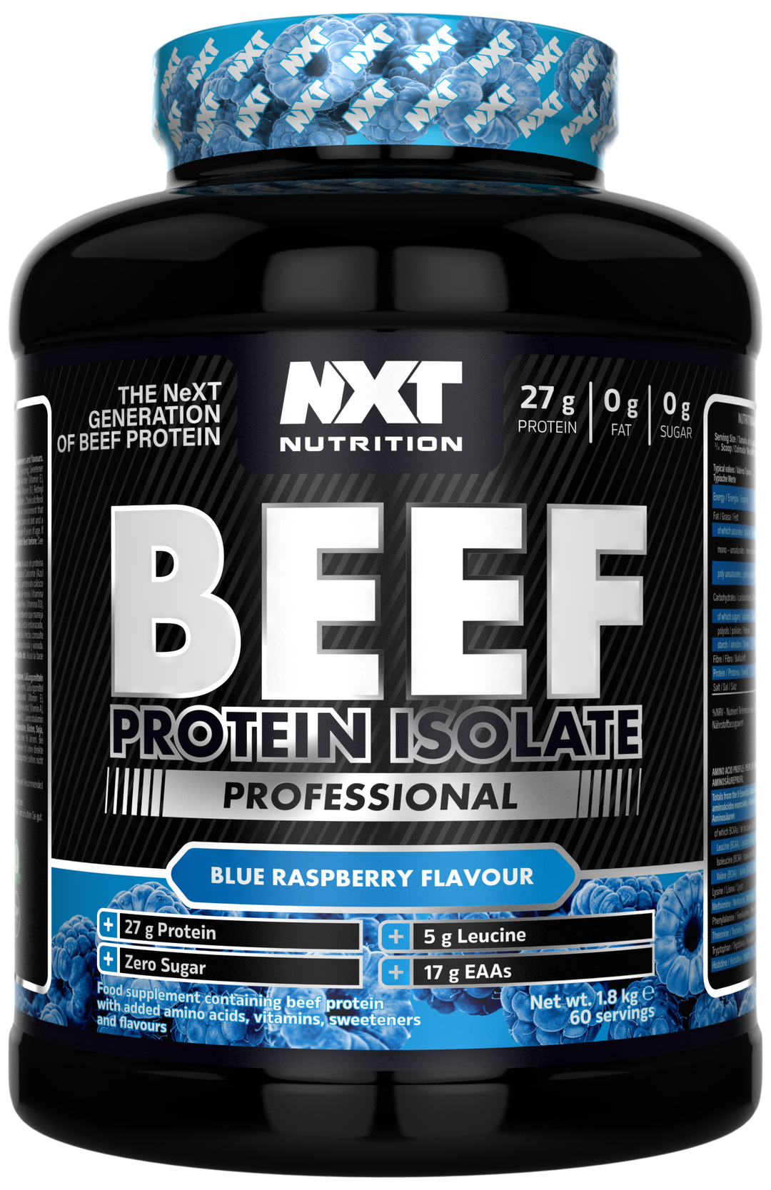 NXT Nutrition Beef Protein Isolate Professional 1.8kg - Blue Raspberry