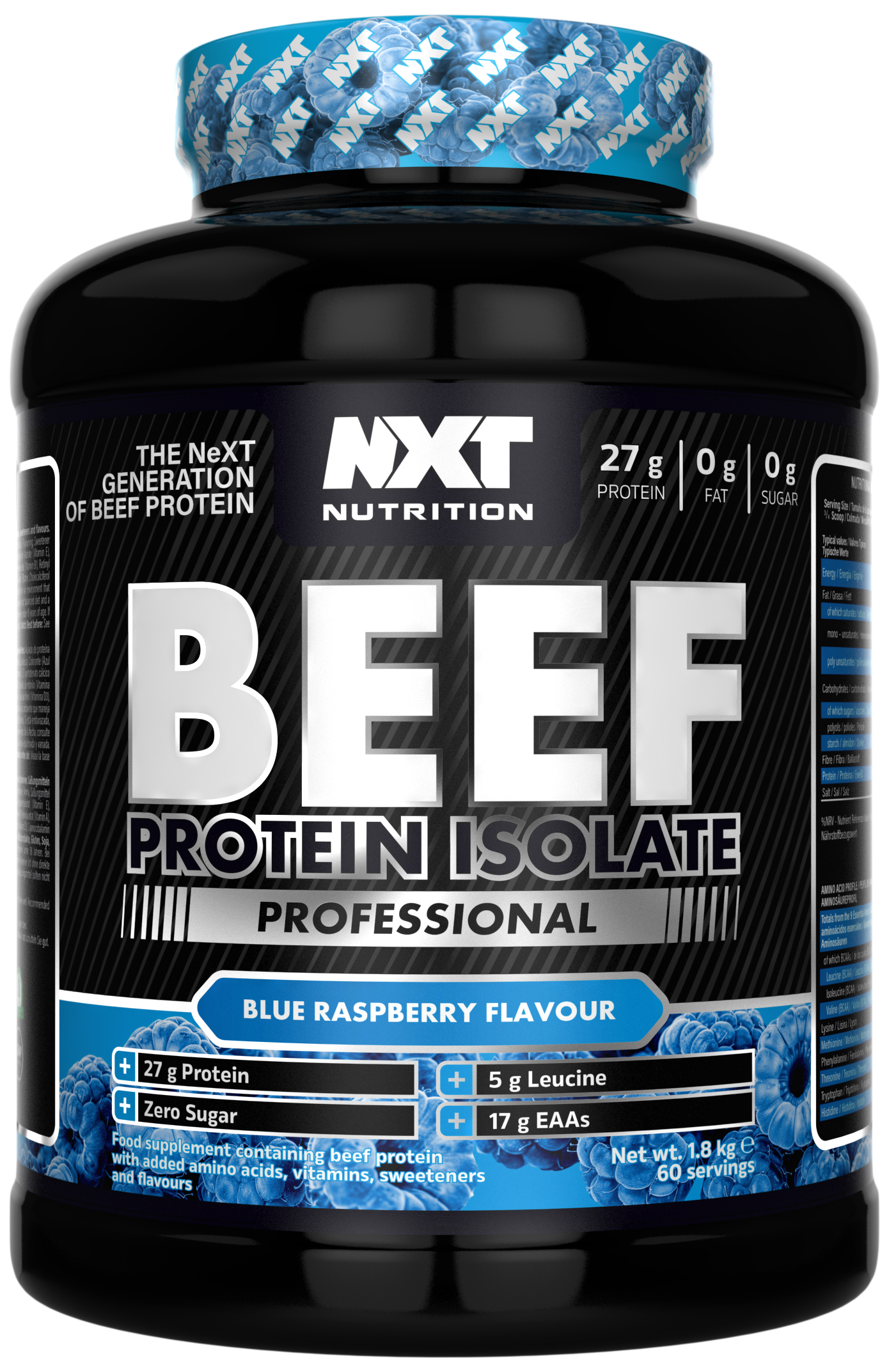NXT Nutrition Beef Protein Isolate Professional 1.8kg - Blue Raspberry