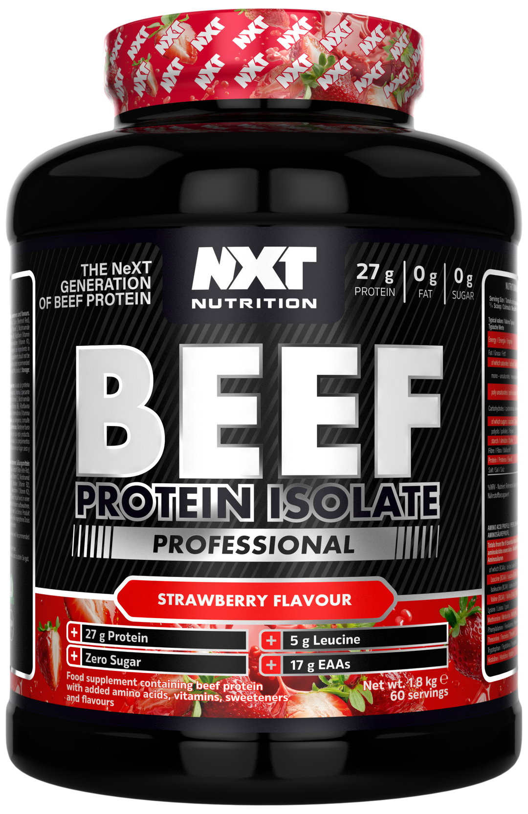 NXT Nutrition Beef Protein Isolate Professional 1.8kg - Strawberry