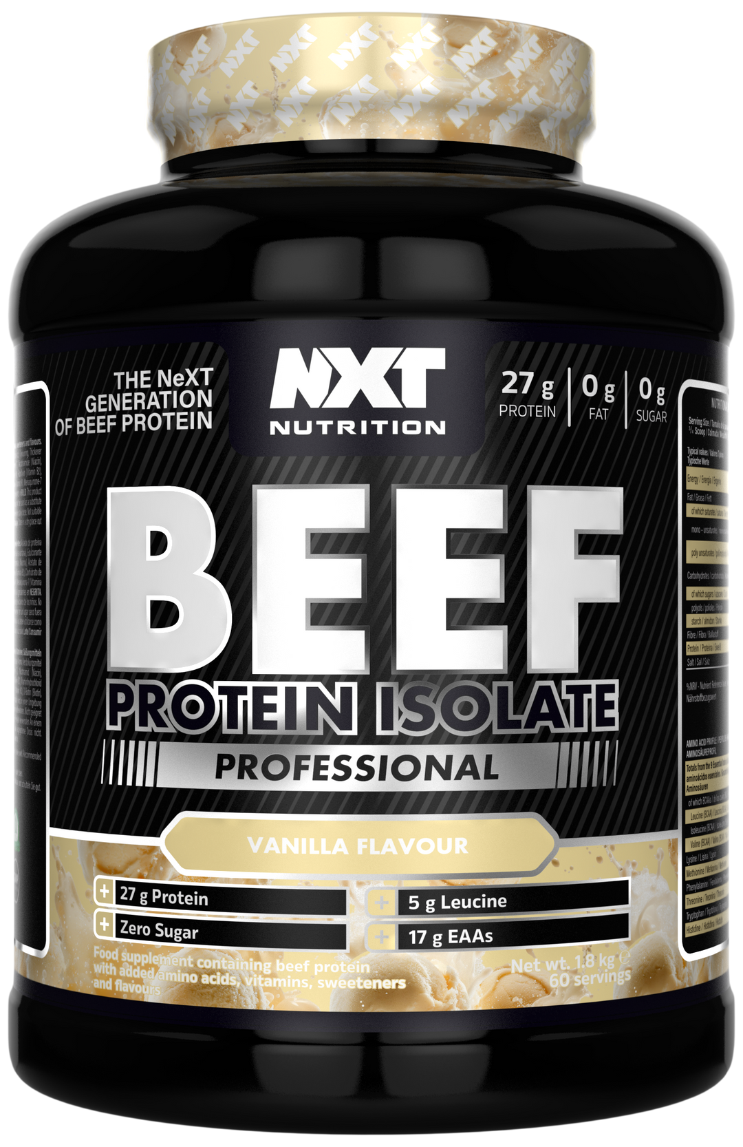 NXT Nutrition Beef Protein Isolate Professional 1.8kg - Vanilla