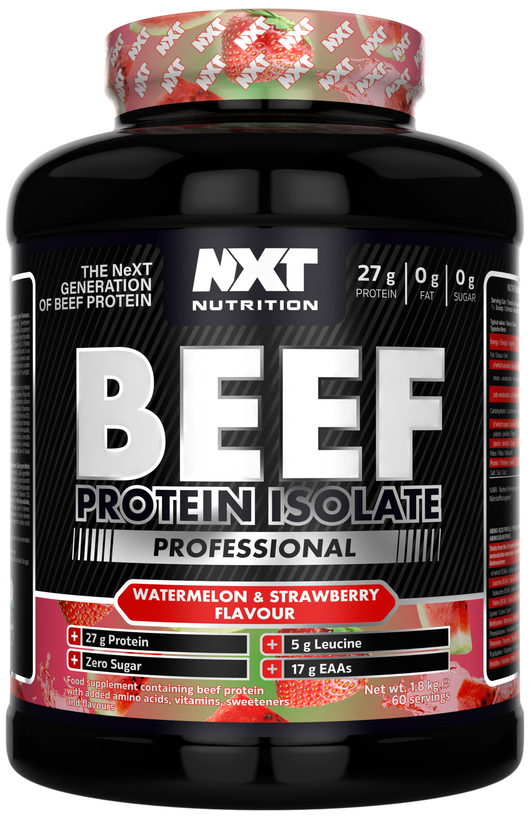 NXT Nutrition Beef Protein Isolate Professional 1.8kg - Watermelon &amp; Strawberry