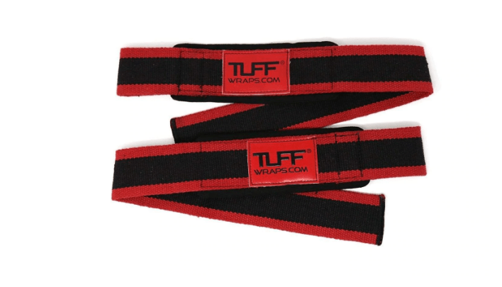 TUFF MAXX COTTON LIFTING STRAPS WITH NEOPRENE (BLACK/RED)